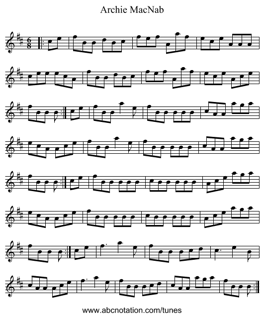 Archie MacNab - staff notation