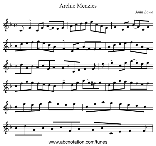 Archie Menzies - staff notation
