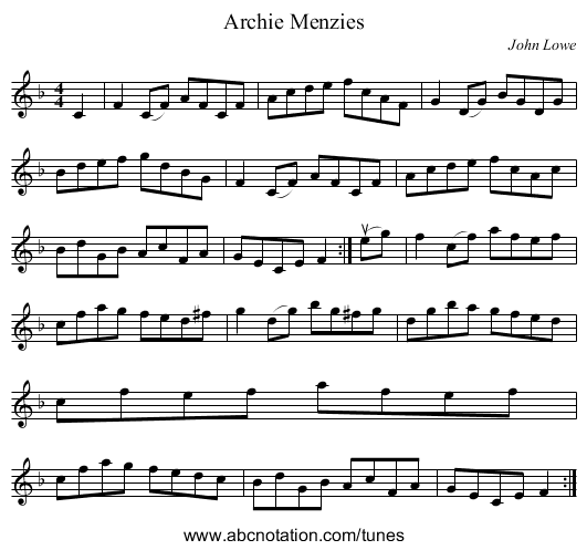 Archie Menzies - staff notation
