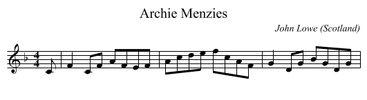 Archie Menzies - staff notation