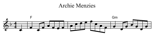 Archie Menzies - staff notation