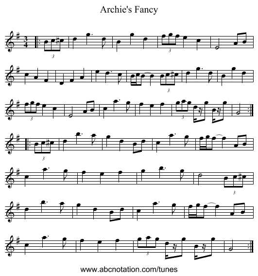 Archie's Fancy - staff notation