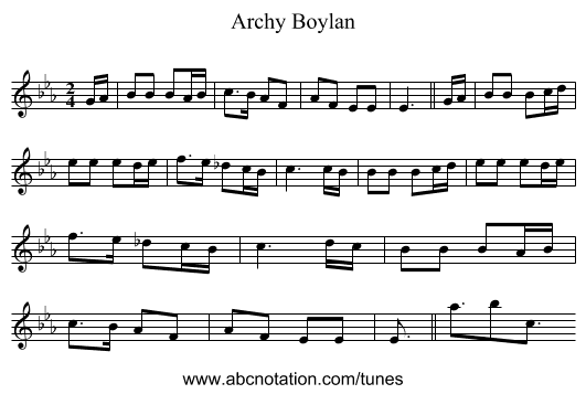 Archy Boylan - staff notation