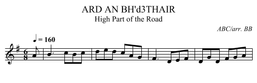 ARD AN BH\'d3THAIR - staff notation
