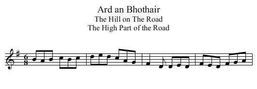Ard an Bhothair - staff notation