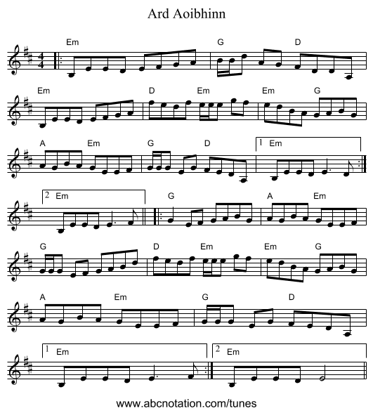 Ard Aoibhinn - staff notation
