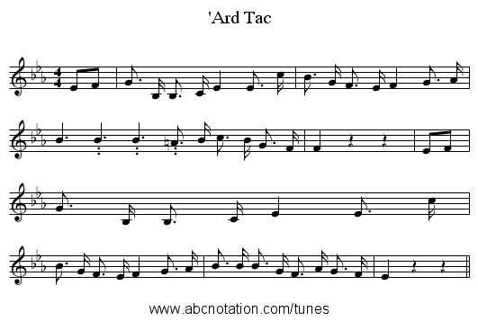 'Ard Tac - staff notation