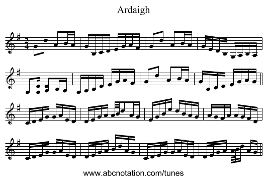 Ardaigh - staff notation