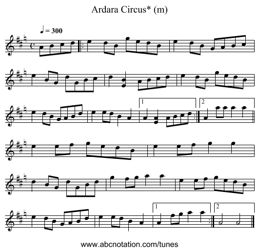 Ardara Circus* (m) - staff notation
