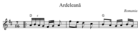 Ardelean&abreve; - staff notation