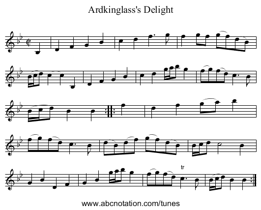 Ardkinglass's Delight - staff notation