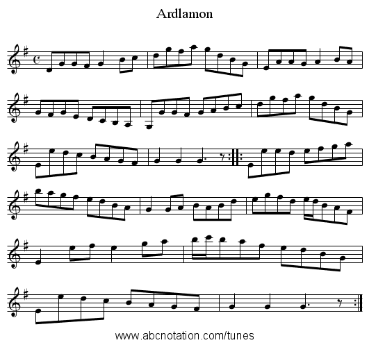 Ardlamon - staff notation