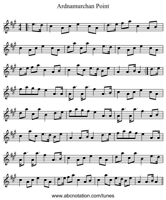 Ardnamurchan Point - staff notation