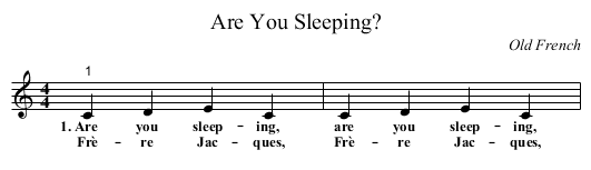 Are You Sleeping? - staff notation