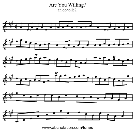 Are You Willing? - staff notation