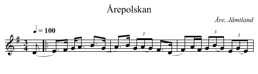 Årepolskan - staff notation