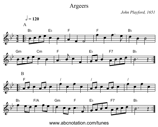 Argeers - staff notation