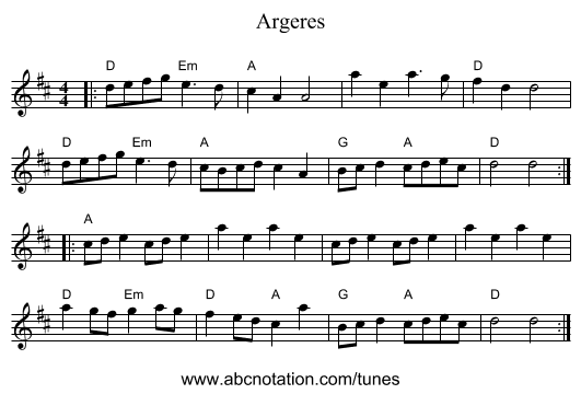 Argeres - staff notation