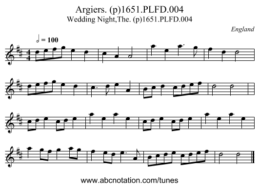 Argiers. (p)1651.PLFD.004 - staff notation