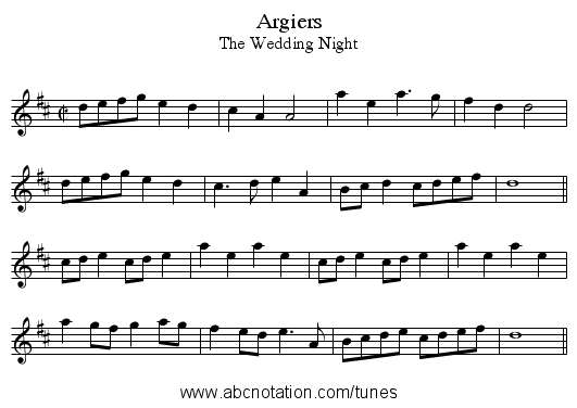 Argiers - staff notation