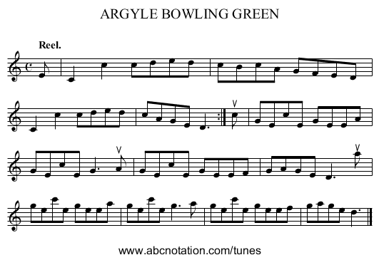 ARGYLE BOWLING GREEN - staff notation