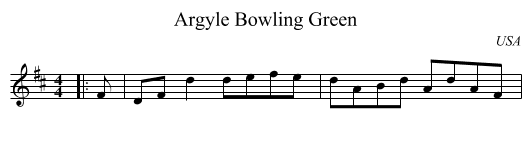 Argyle Bowling Green - staff notation