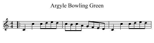 Argyle Bowling Green - staff notation
