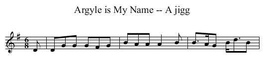Argyle is My Name -- A jigg - staff notation