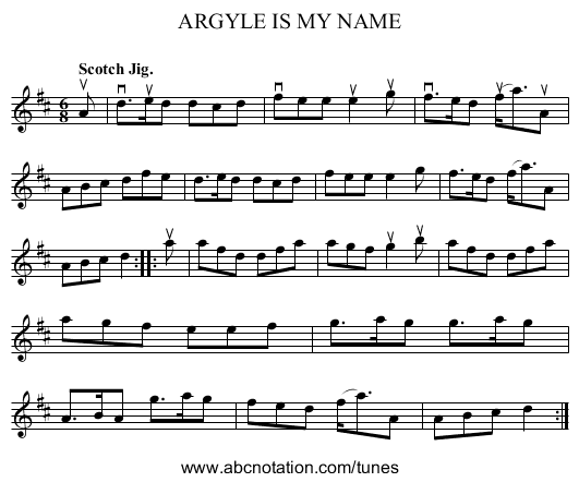 ARGYLE IS MY NAME - staff notation