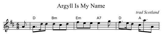 Argyll Is My Name - staff notation