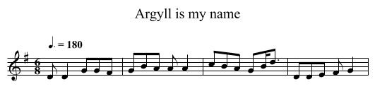 Argyll is my name - staff notation