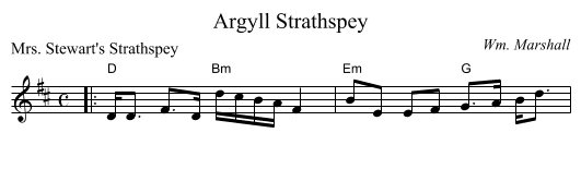 Argyll Strathspey - staff notation