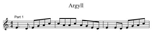 Argyll - staff notation
