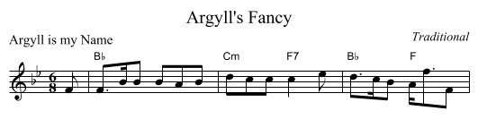 Argyll's Fancy - staff notation