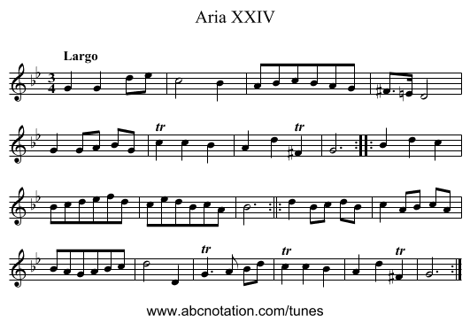 Aria XXIV - staff notation