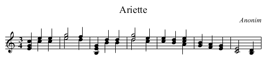 Ariette - staff notation