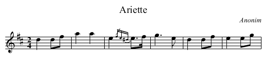 Ariette - staff notation
