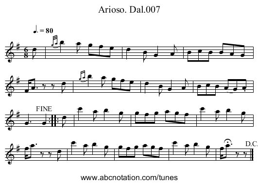 Arioso. Dal.007 - staff notation