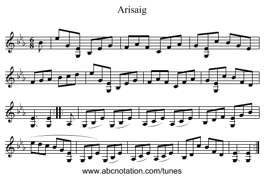Arisaig - staff notation