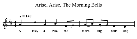 Arise, Arise, The Morning Bells - staff notation