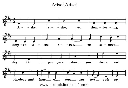 Arise! Arise! - staff notation