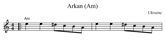 Arkan (Am) - staff notation
