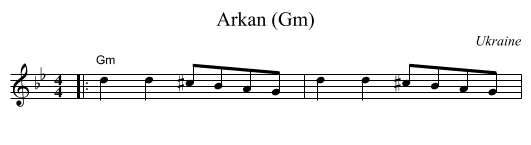 Arkan (Gm) - staff notation