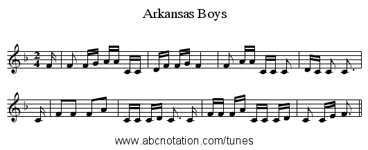 Arkansas Boys - staff notation