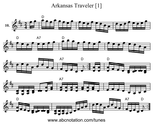 Arkansas Traveler [1] - staff notation