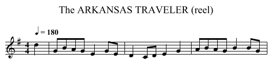 ARKANSAS TRAVELER (reel), The - staff notation