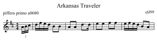 Arkansas Traveler - staff notation