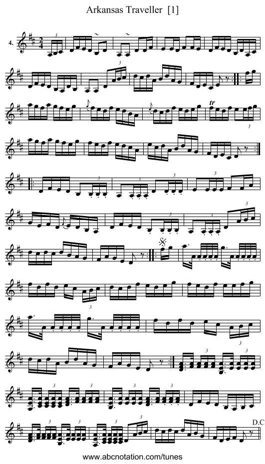 Arkansas Traveller  [1] - staff notation