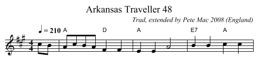 Arkansas Traveller 48 - staff notation