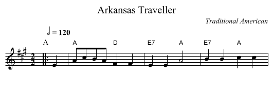Arkansas Traveller - staff notation